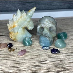 Caribbean calcite 💀 and 🦄 set with misc tumbles